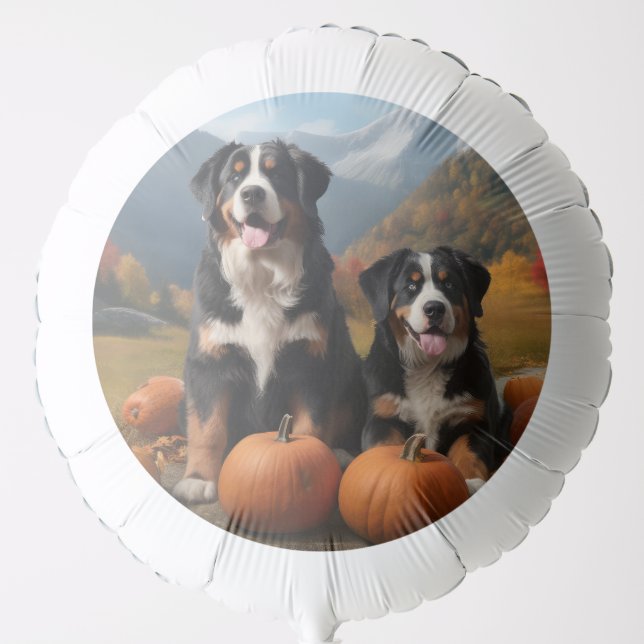 Greater Swiss Mountain Pup Autumn Delight Pumpkin Balloon (Front)