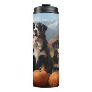 Greater Swiss Mountain Pup Autumn Delight Pumpkin Thermal Tumbler