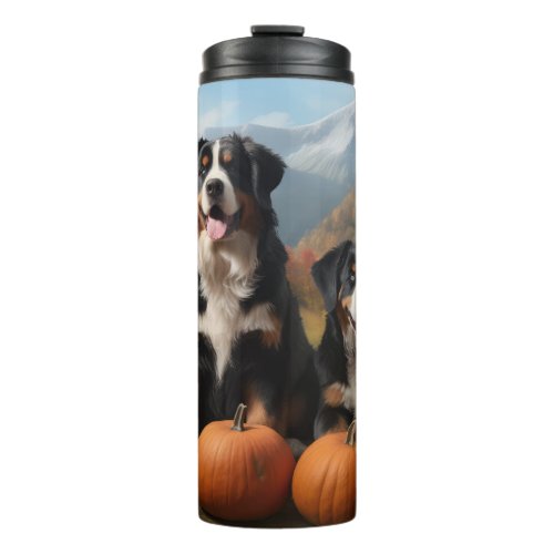 Greater Swiss Mountain Pup Autumn Delight Pumpkin Thermal Tumbler