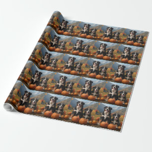 Greater Swiss Mountain Pup Autumn Delight Pumpkin Wrapping Paper