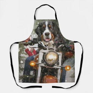 Greater Swiss Mountain Riding Motorcycle Christmas Apron
