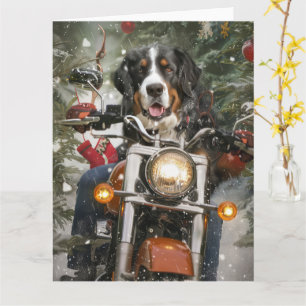 Greater Swiss Mountain Riding Motorcycle Christmas Card