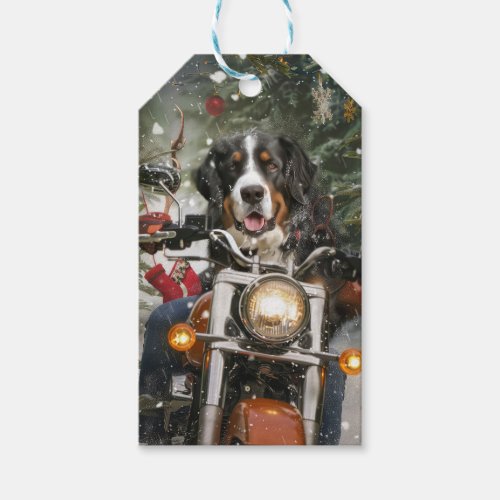 Greater Swiss Mountain Riding Motorcycle Christmas Gift Tags