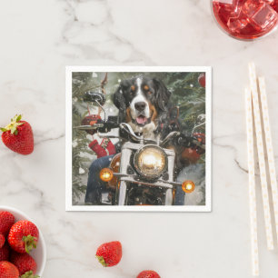 Greater Swiss Mountain Riding Motorcycle Christmas Napkins
