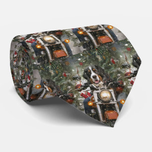 Greater Swiss Mountain Riding Motorcycle Christmas Neck Tie