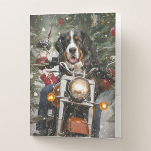 Greater Swiss Mountain Riding Motorcycle Christmas Pocket Folder