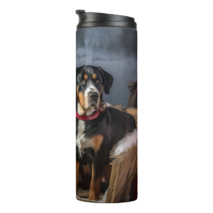 Greater Swiss Mountain Snowy Sleigh Christmas  Thermal Tumbler