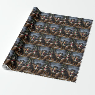 Greater Swiss Mountain Snowy Sleigh Christmas Wrapping Paper