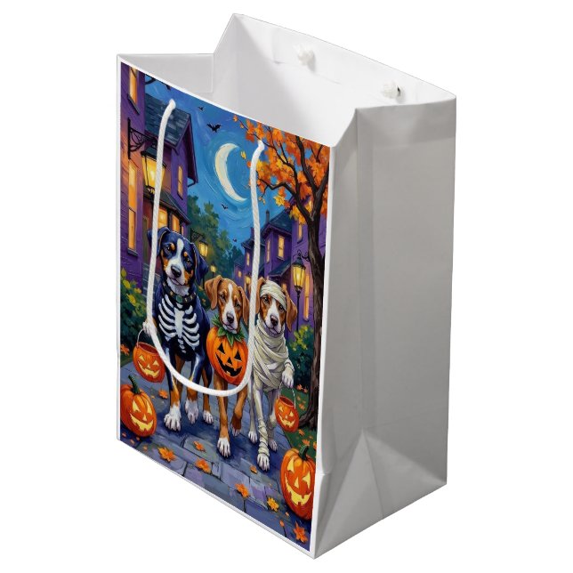 Greater Swiss Mountain Trick-or-Treating Halloween Medium Gift Bag (Front Angled)