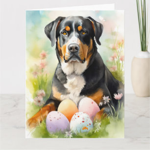 Greater Swiss Mountain with Easter Eggs Card