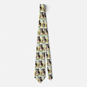 Greater Swiss Mountain with Easter Eggs Neck Tie