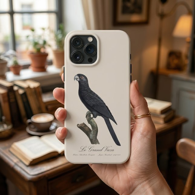 Greater Vasa Parrot, Coracopsis Vasa Illustration Case-Mate iPhone Case (Greater Vasa Parrot, Coracopsis Vasa Illustration. iPhone Case)