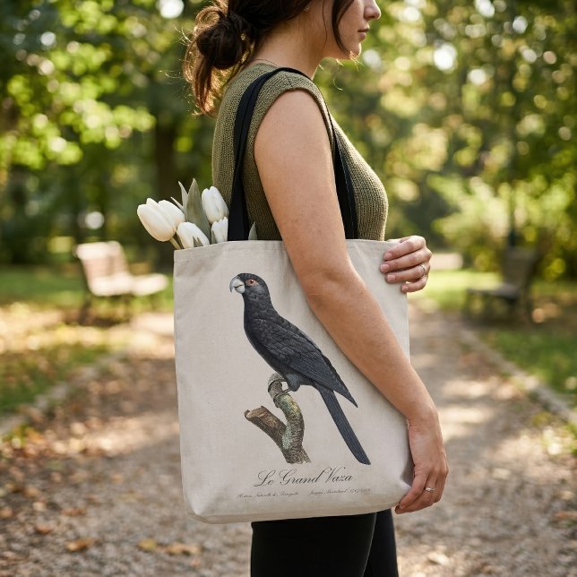 Greater Vasa Parrot, Coracopsis Vasa Illustration Tote Bag (Greater Vasa Parrot, Coracopsis Vasa Illustration. Tote Bag)