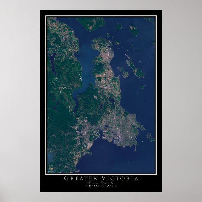 Greater Victoria British Columbia Satellite Poster (Front)