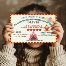 GREATEST 5TH Birthday Party Circus THEME Invitation