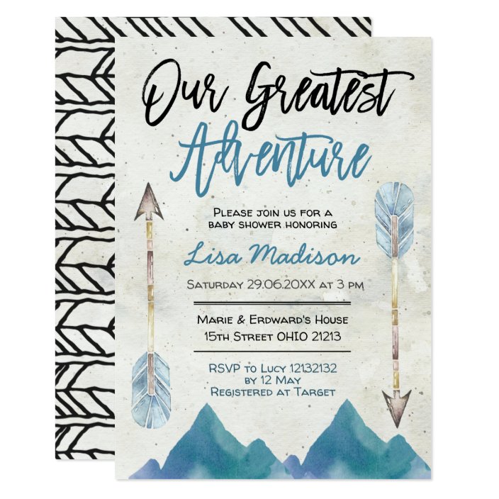 our greatest adventure baby shower invitations