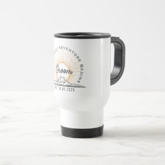 Greatest Adventure Begins Retro Mountain Wedding Travel Mug