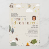 Greatest Adventure Gender Neutral Baby Shower Gold Foil Invitation (Front)