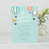 Greatest Adventure Hot Air Balloon Baby Shower Invitation (Standing Front)