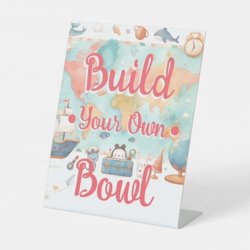 Greatest Adventure Map Girl Baby Shower Bowl Bar Pedestal Sign