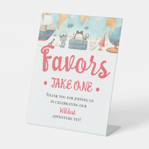 Greatest Adventure Map Girl Baby Shower Favors Pedestal Sign