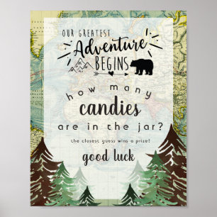 Greatest adventure vintage Map baby shower Game Poster