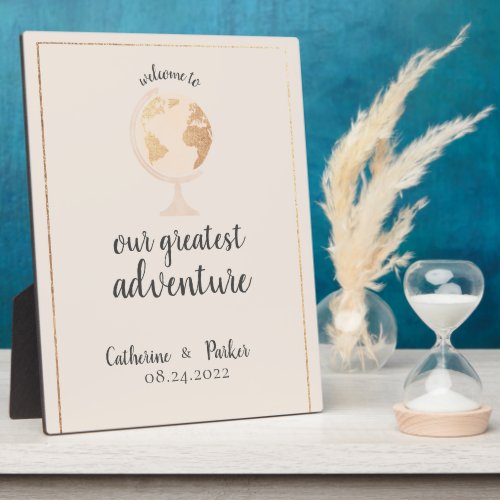 Greatest Adventure World Globe Map Travel Wedding  Plaque