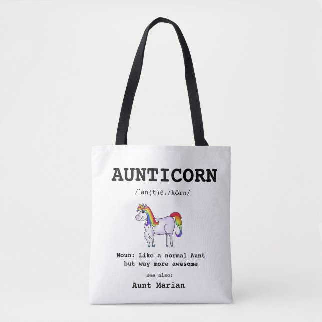 Greatest Aunt Definition Aunticorn Unicorn Tote Bag (Front)