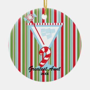 Greatest Aunt Martini Glass Christmas Ornament