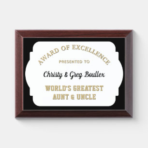 Greatest Aunt & Uncle Award Plaque