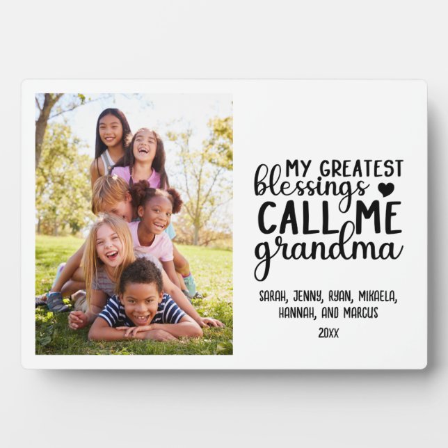 Greatest Blessings Call me Grandma Photo Plaque (Front)