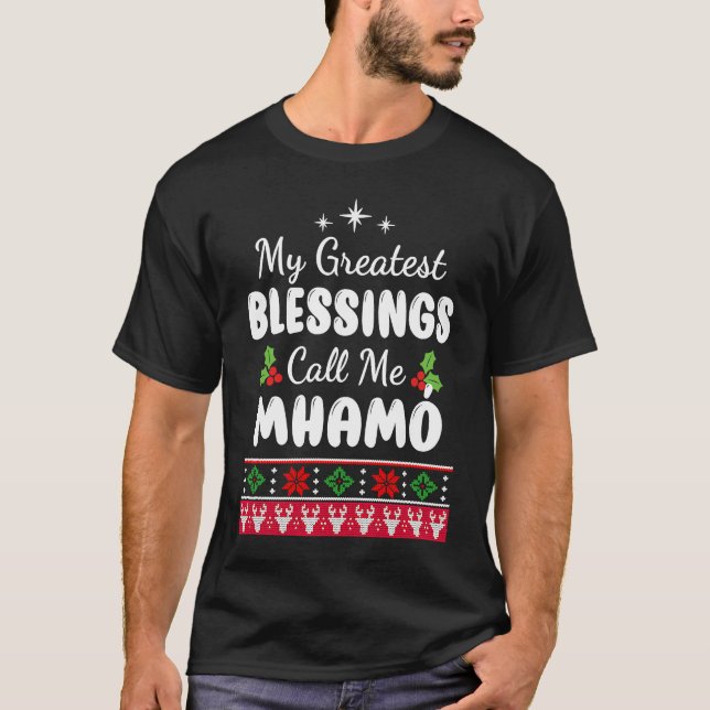 Greatest Blessings Irish Grandma Mhamó Christmas T-Shirt (Front)