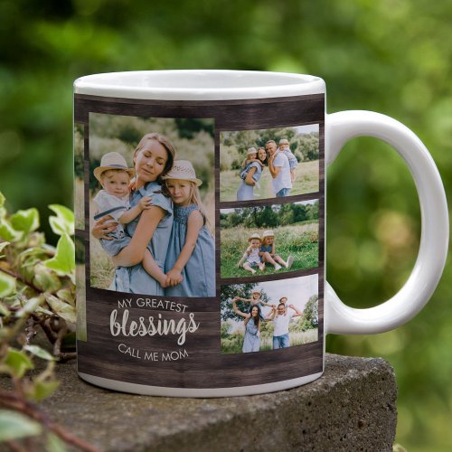 Greatest Blessings Quote 12 Photo Rustic Wood Coffee Mug