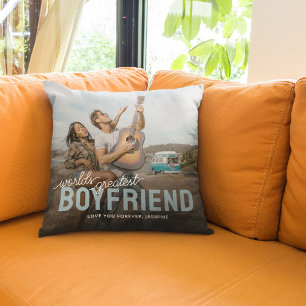 Greatest Boyfriend Keepsake Photo Throw Pillow