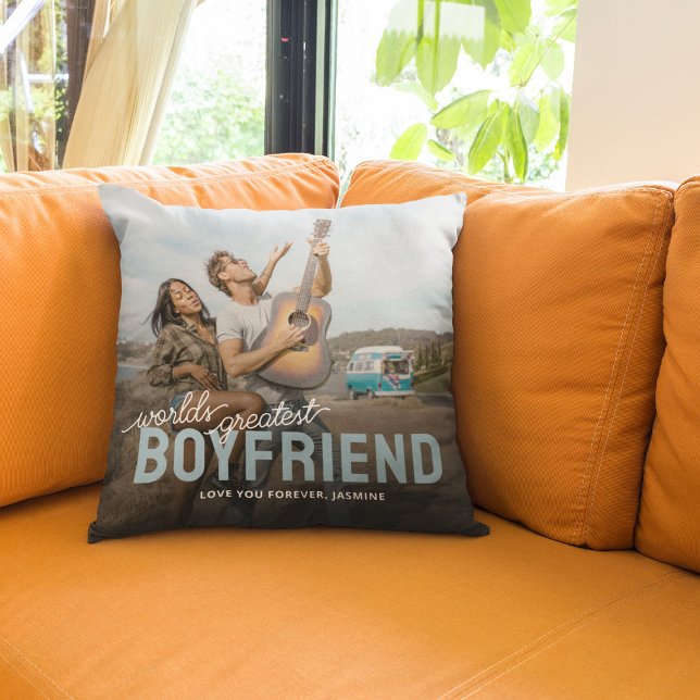 Greatest Boyfriend Keepsake Photo Throw Pillow (Creator Uploaded)