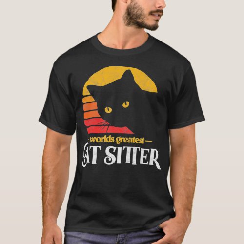 Greatest Cat Sitter Vintage Eighties Style Cat Ret T_Shirt