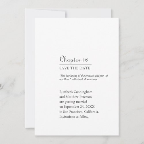 Greatest Chapter Of Our Lives  Book Format Save The Date