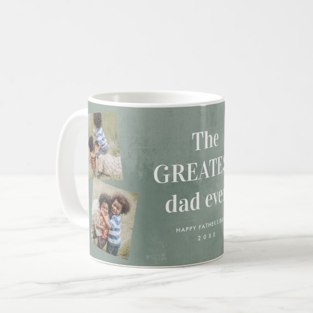 Greatest dad 3 photo collage Father's Day Coffee Mug (Front Left)