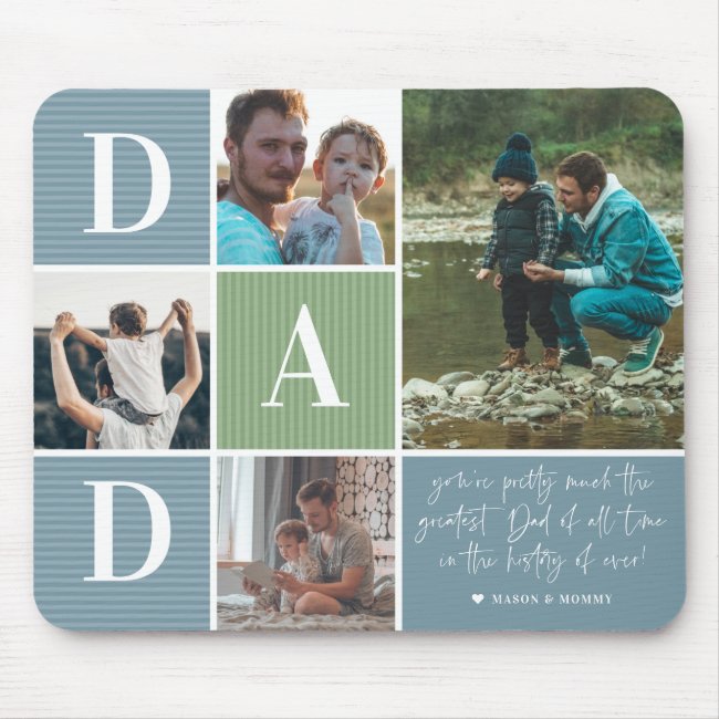 Greatest Dad | Color Block Photo Collage Mouse Pad