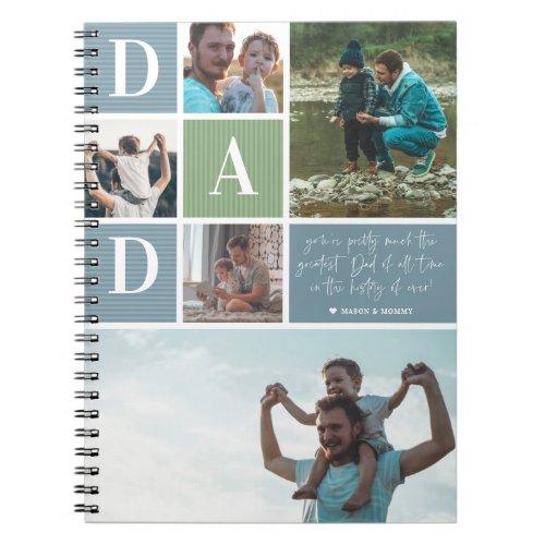 Greatest Dad  Color Block Photo Collage Notebook