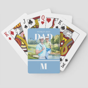 Greatest Dad Custom Photo Monogram Golf Course Poker Cards