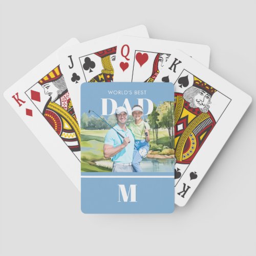 Greatest Dad Custom Photo Monogram Golf Course Poker Cards