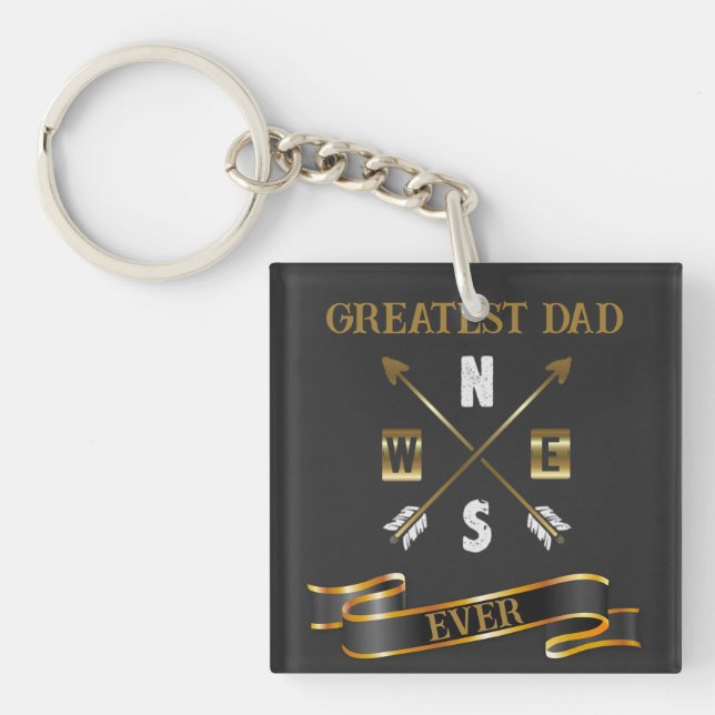 Greatest Dad Ever Black And Gold Keychain (Front)