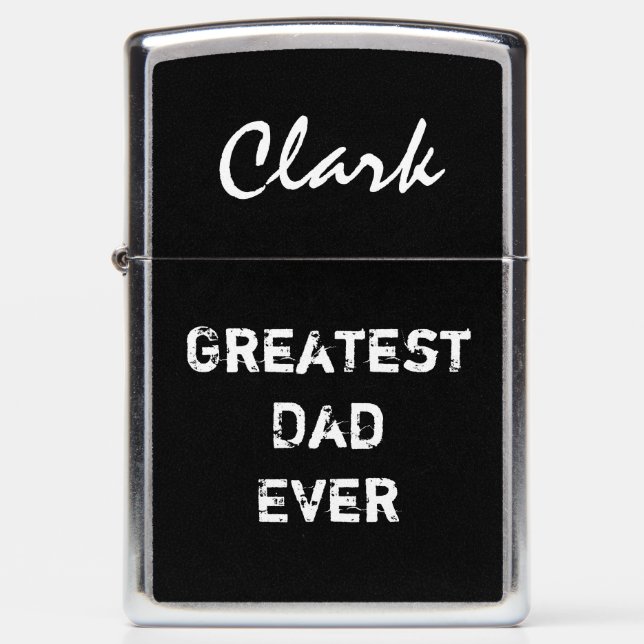 Greatest Dad Ever Black White Personalized Chrome Zippo Lighter (Front)