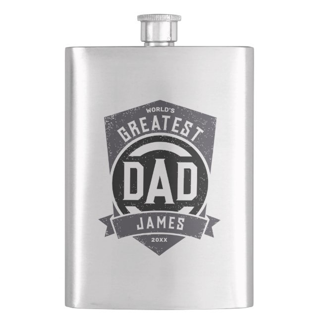 Greatest Dad Ever Modern Father's Day Gift Flask (Front)