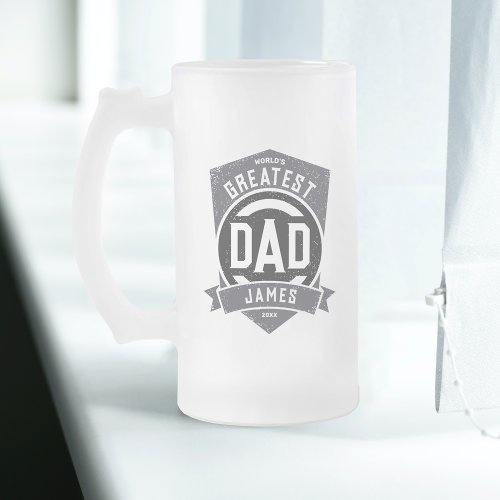 Greatest Dad Ever Modern Fathers Day Gift Frosted Glass Beer Mug