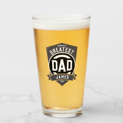 Greatest Dad Ever Modern Fathers Day Gift Glass