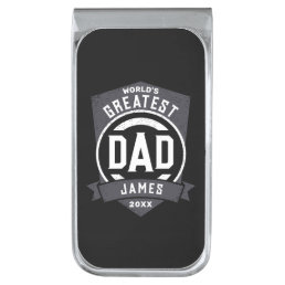 Greatest Dad Ever Modern Father&#39;s Day Gift Silver Finish Money Clip