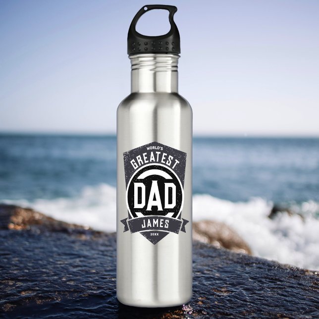 Greatest Dad Ever Modern Father's Day Gift Stainless Steel Water Bottle (Creator Uploaded)