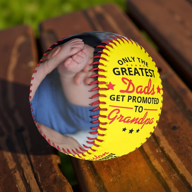 Greatest Dads Promoted to Grandpa Custom Photo Softball (Creator Uploaded)